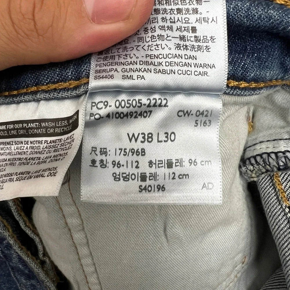 Levi's 505 Jeans Mens 38x30 Regular Fit Blue Excellent Straight Leg Denim Office